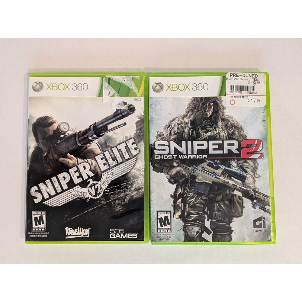 Xbox 360 Game Sniper Elite & Sniper 2 Ghost Warrior Lot 2 Games